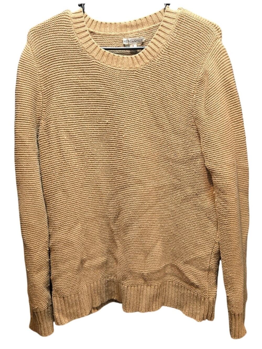 J. Crew Mercantile Classic Crew Neck Sweater Tan Camel Knit Size Small